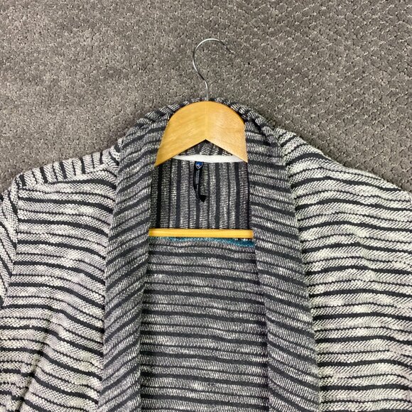 Kuhl Women's Cardigan Sweater Open Front Asymmetrical Gray Striped Marled Medium - Picture 2 of 12